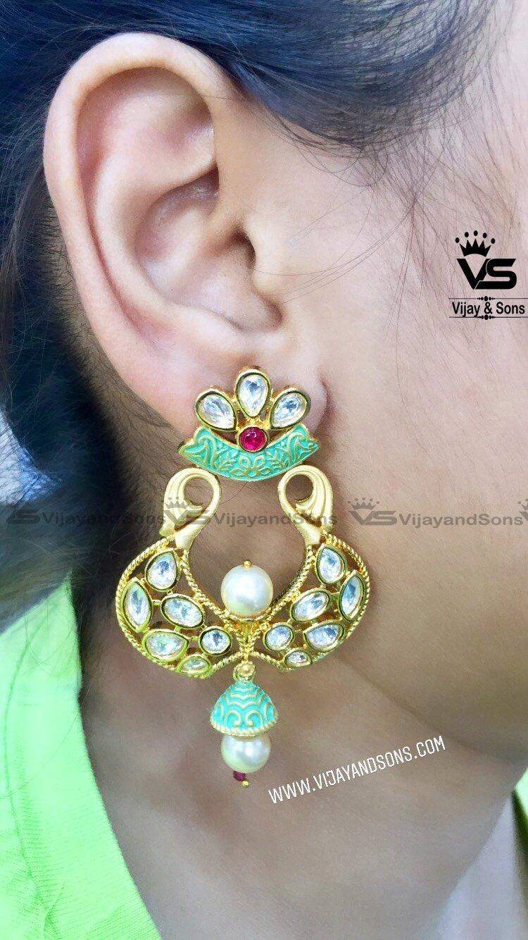 kundan Earrings 71689 - Vijay & Sons