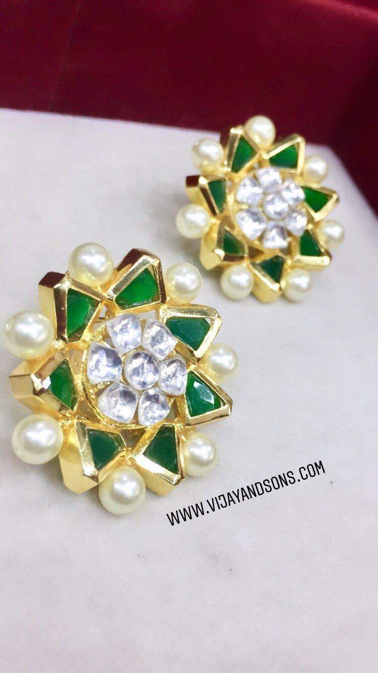 Traditional Earrings In Green - Vijay & Sons