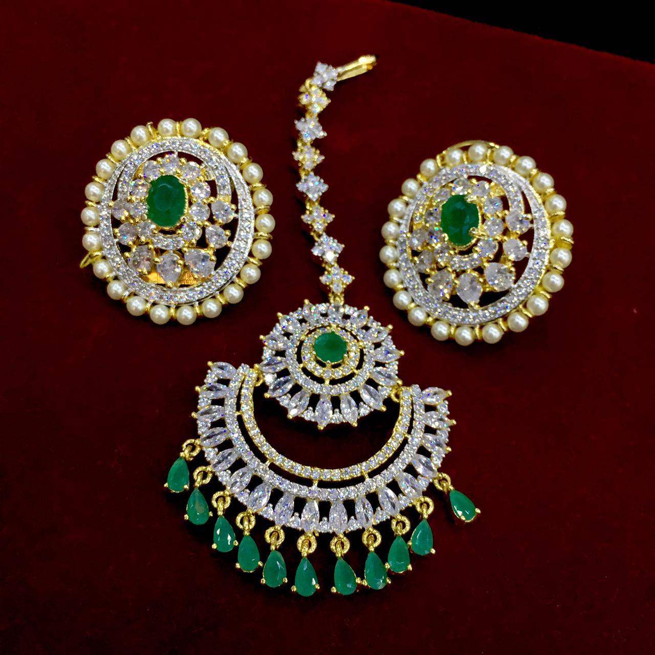 Diamond tikka earrings 754447 - Vijay & Sons
