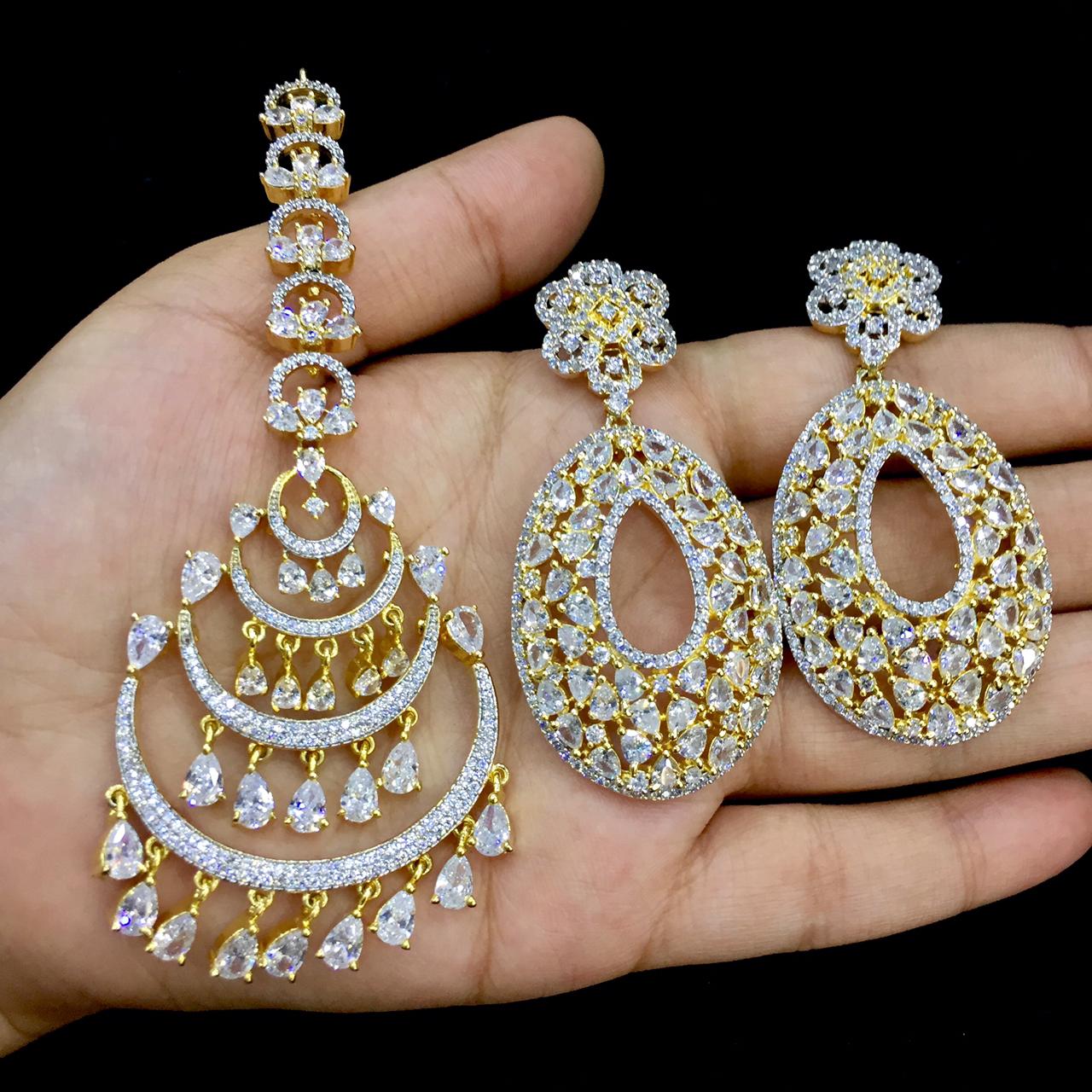 Diamond tikka earrings - Vijay & Sons