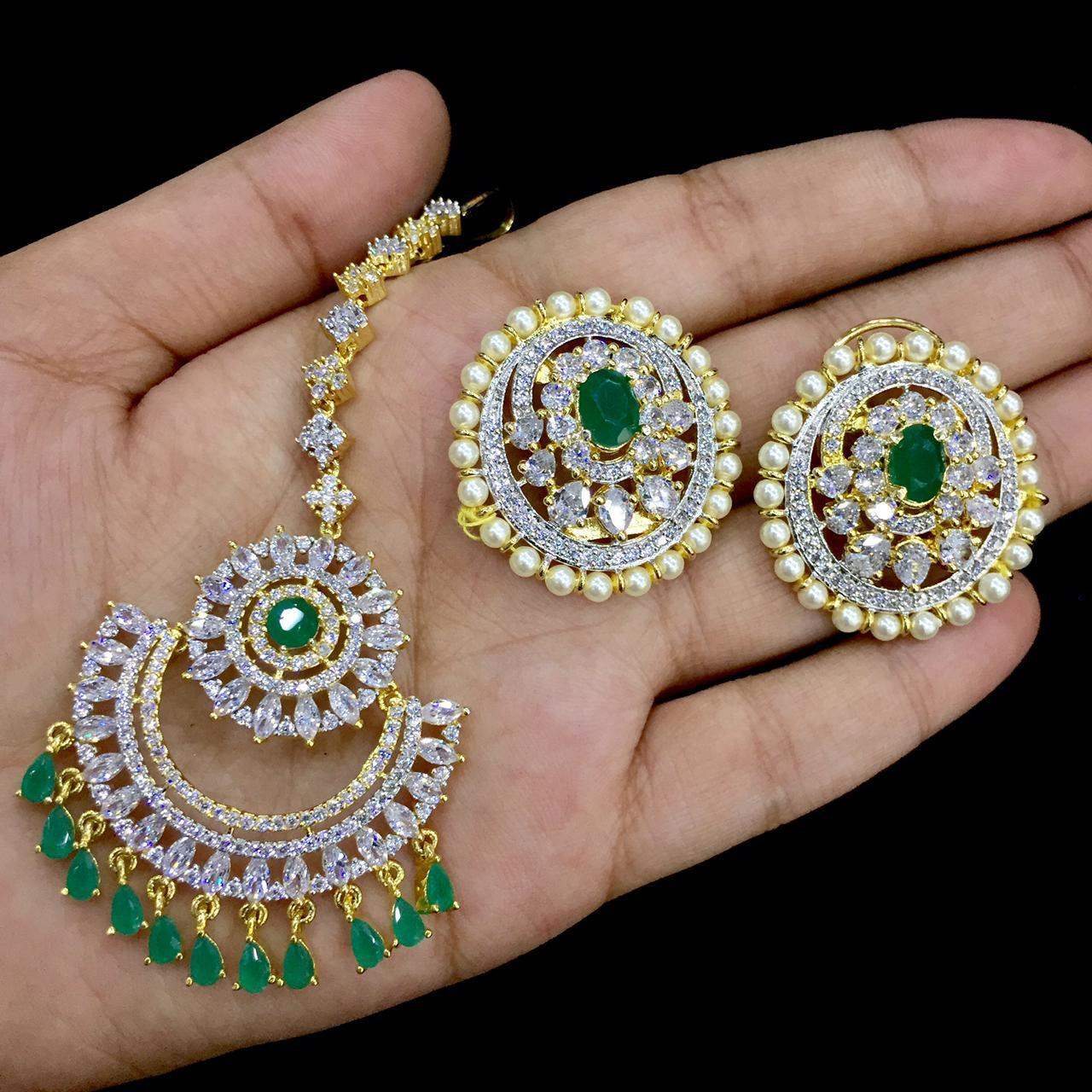 Diamond tikka earrings 754447 - Vijay & Sons