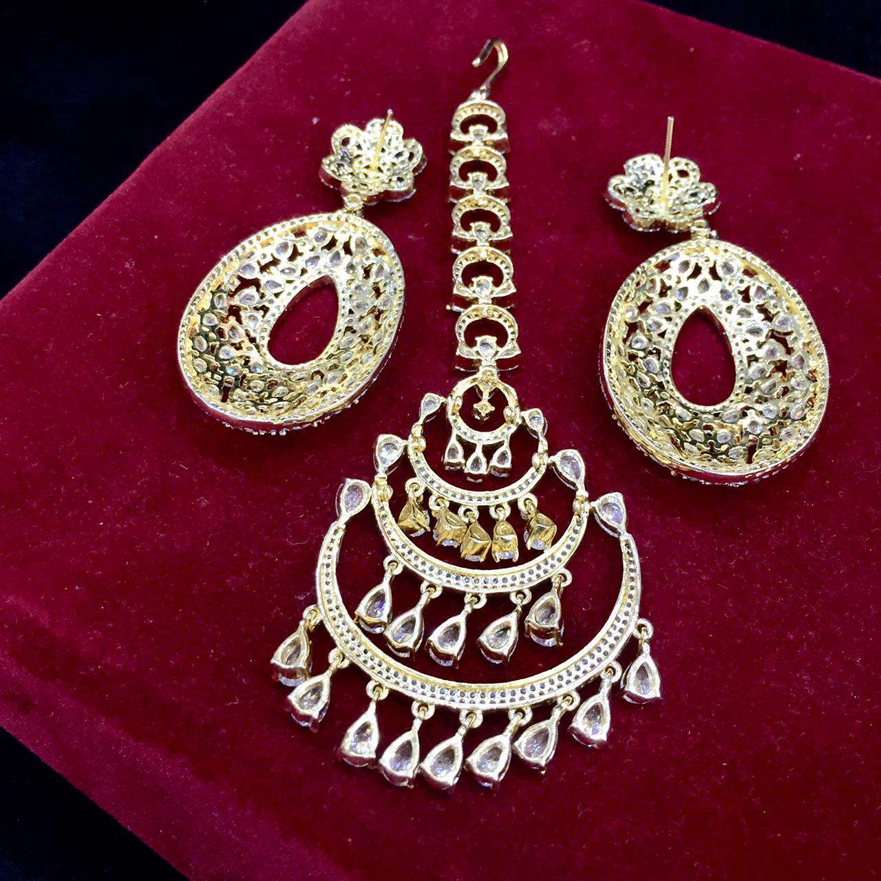 Diamond tikka earrings 754457 - Vijay & Sons