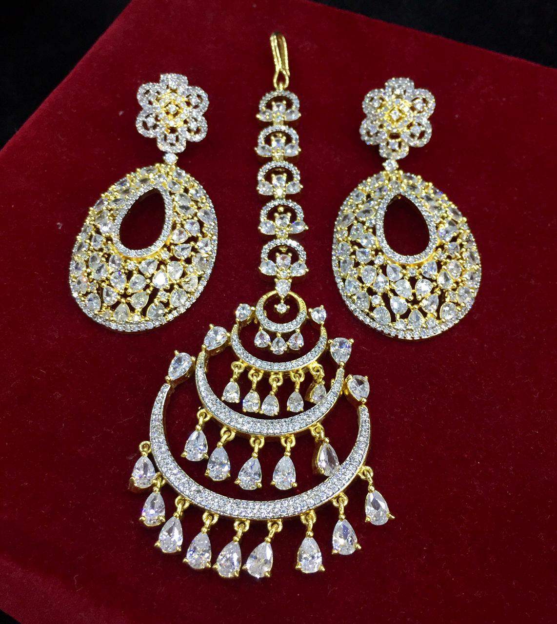 Diamond tikka earrings 754457 - Vijay & Sons