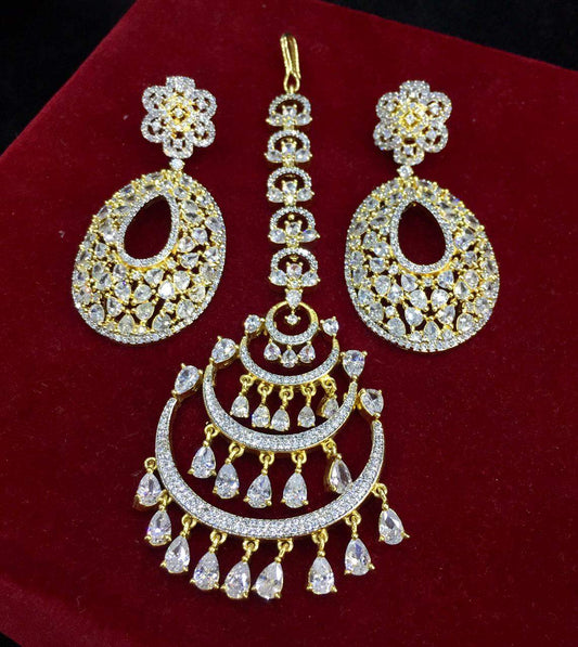 Diamond tikka earrings 754457 - Vijay & Sons