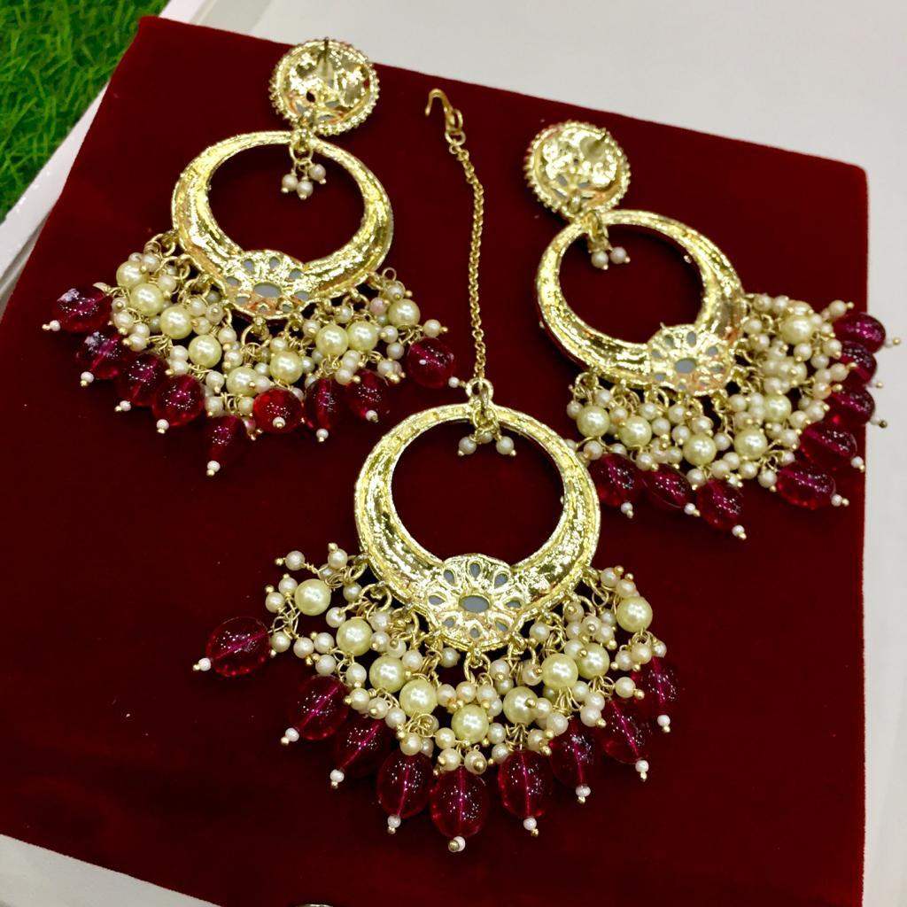 Kundan tikka earrings 262652 - Vijay & Sons