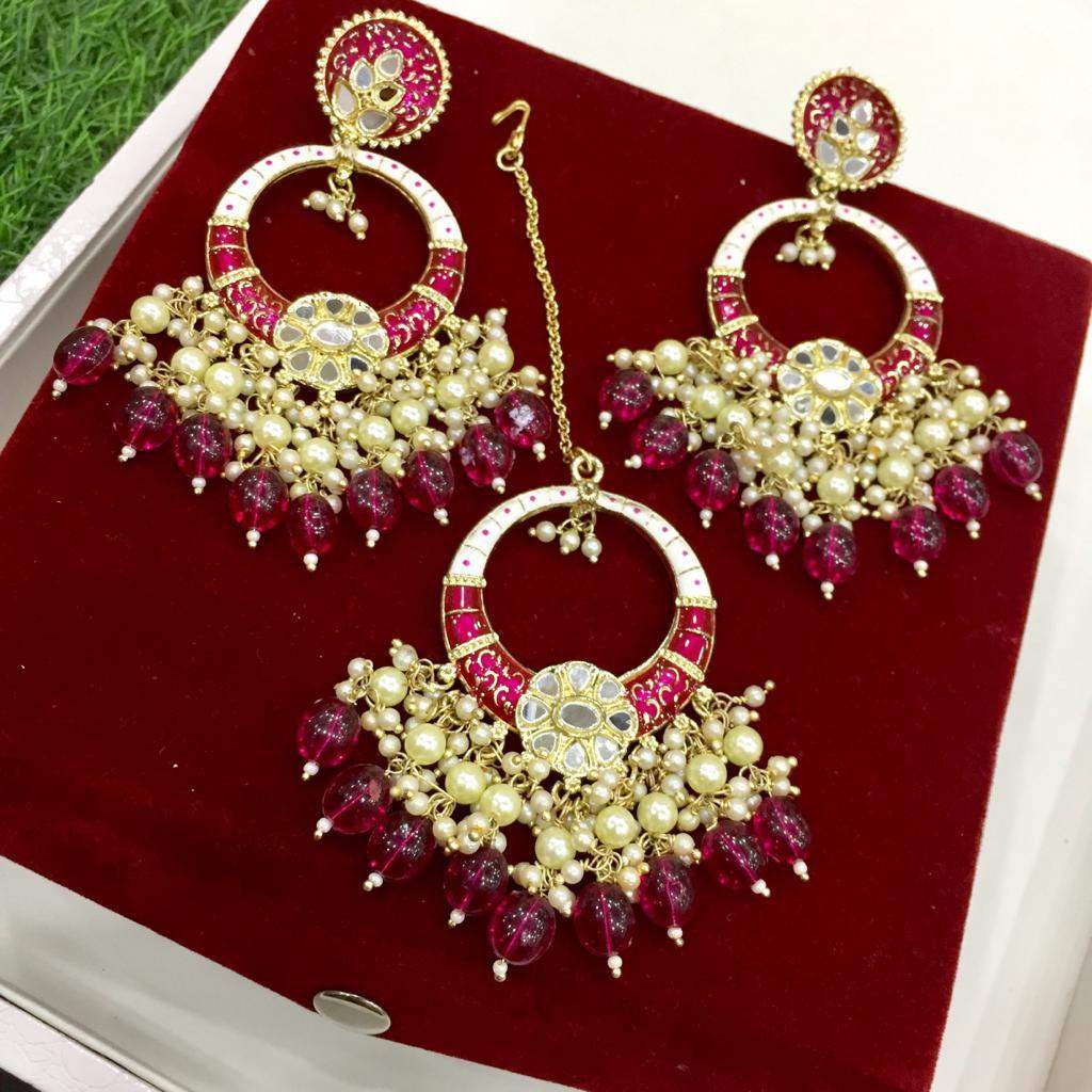 Kundan tikka earrings 262652 - Vijay & Sons