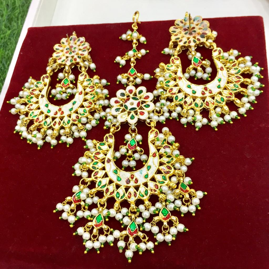 Kundan tikka earrings - Vijay & Sons