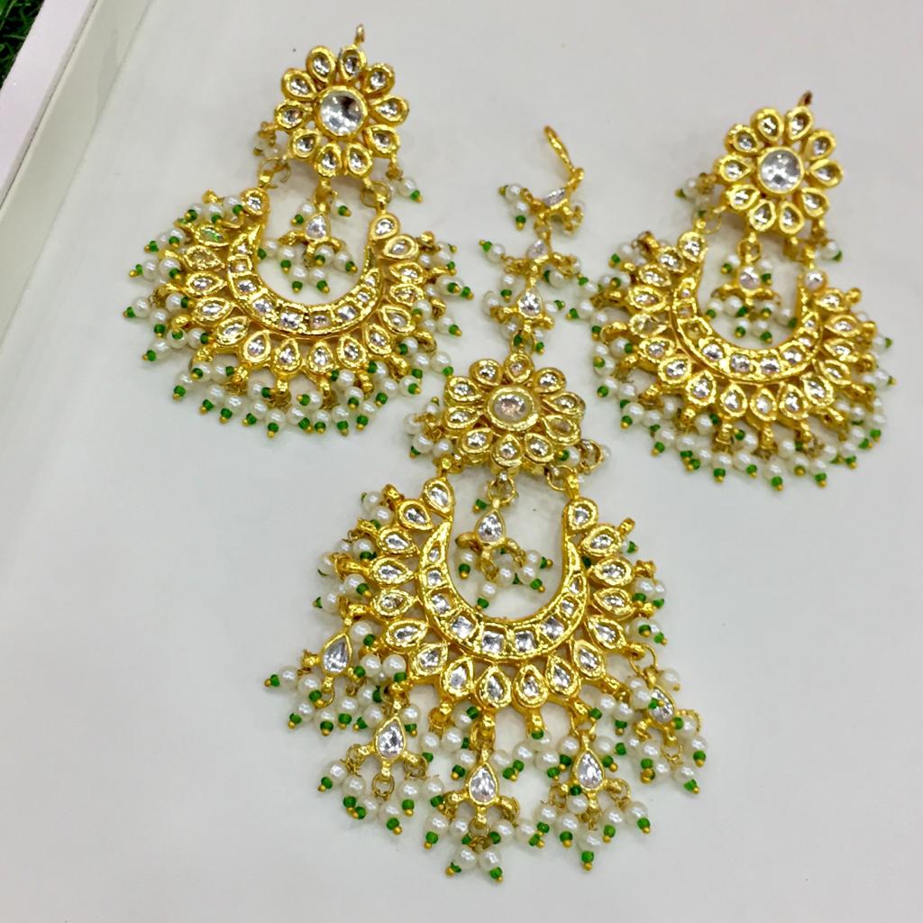 Kundan tikka earrings - Vijay & Sons