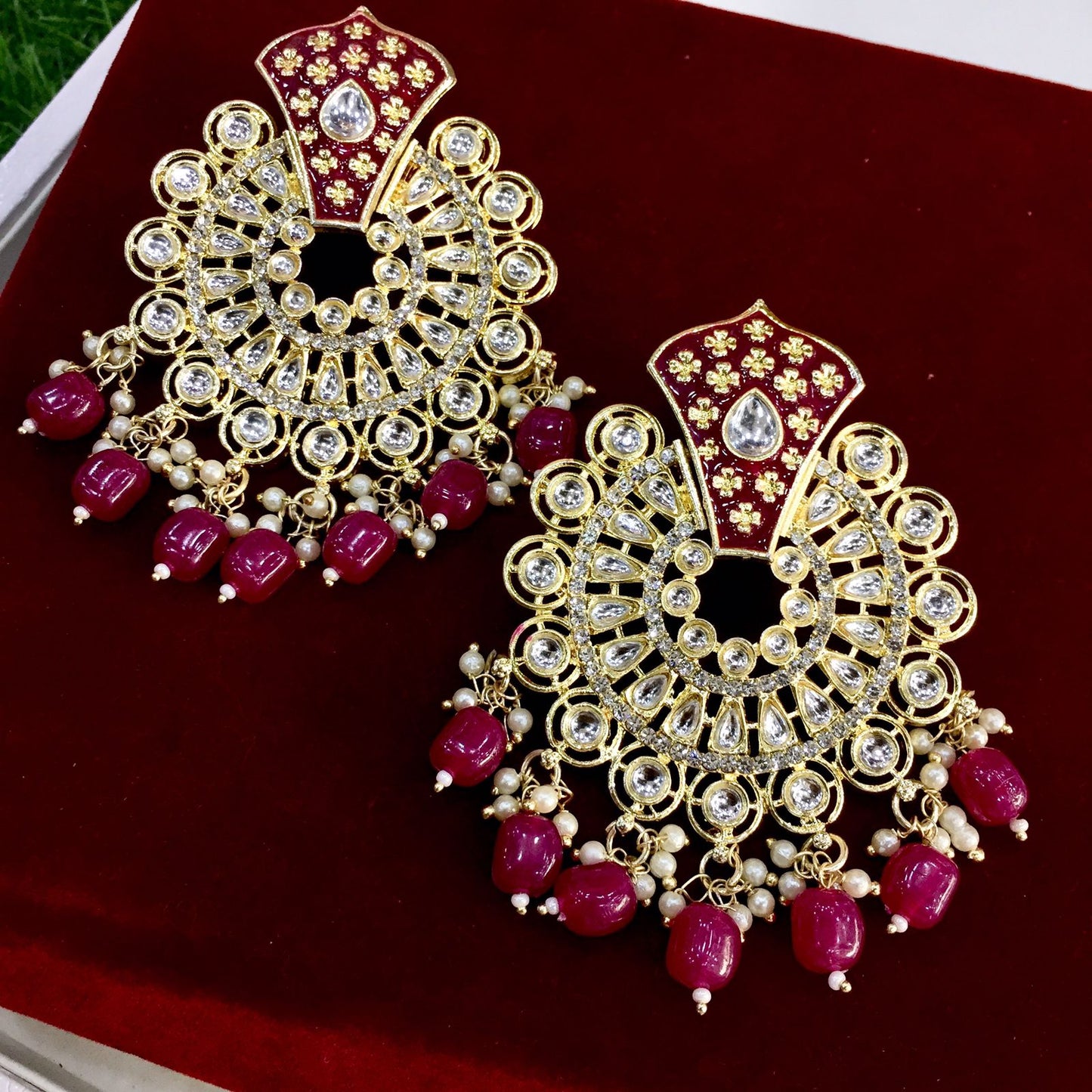 Kundan earrings 54436 - Vijay & Sons