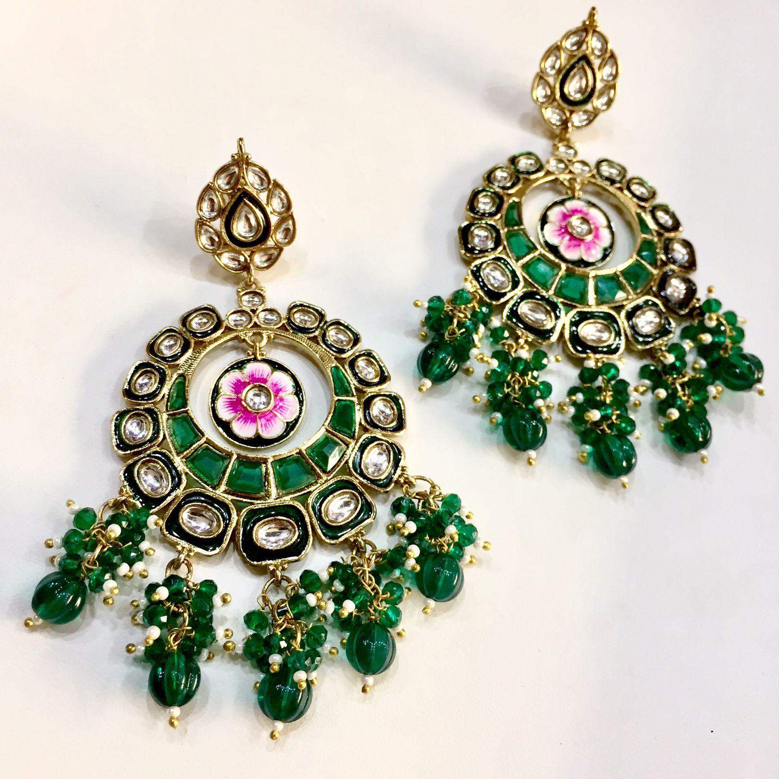 Kundan meena earrings 44335 – Vijay Sons