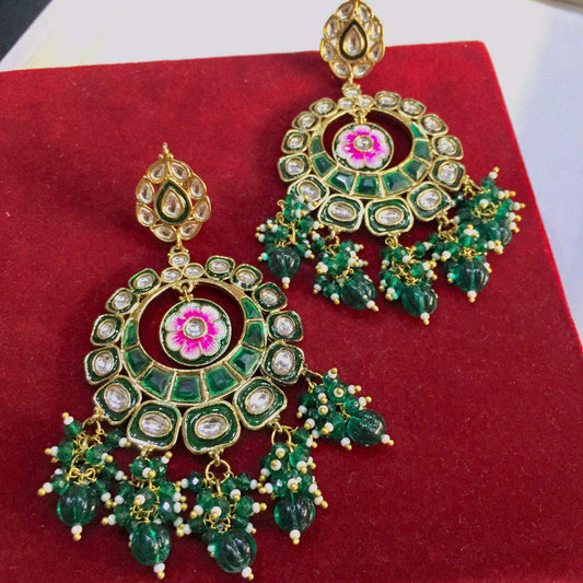 Kundan meena earrings 44335 - Vijay & Sons