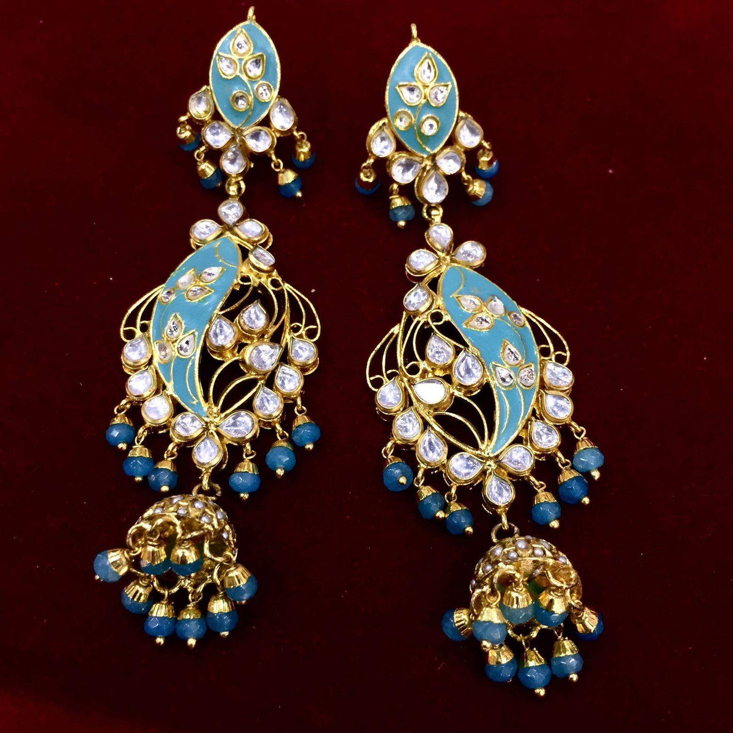 Kundan Feroza Earrings345623 - Vijay & Sons