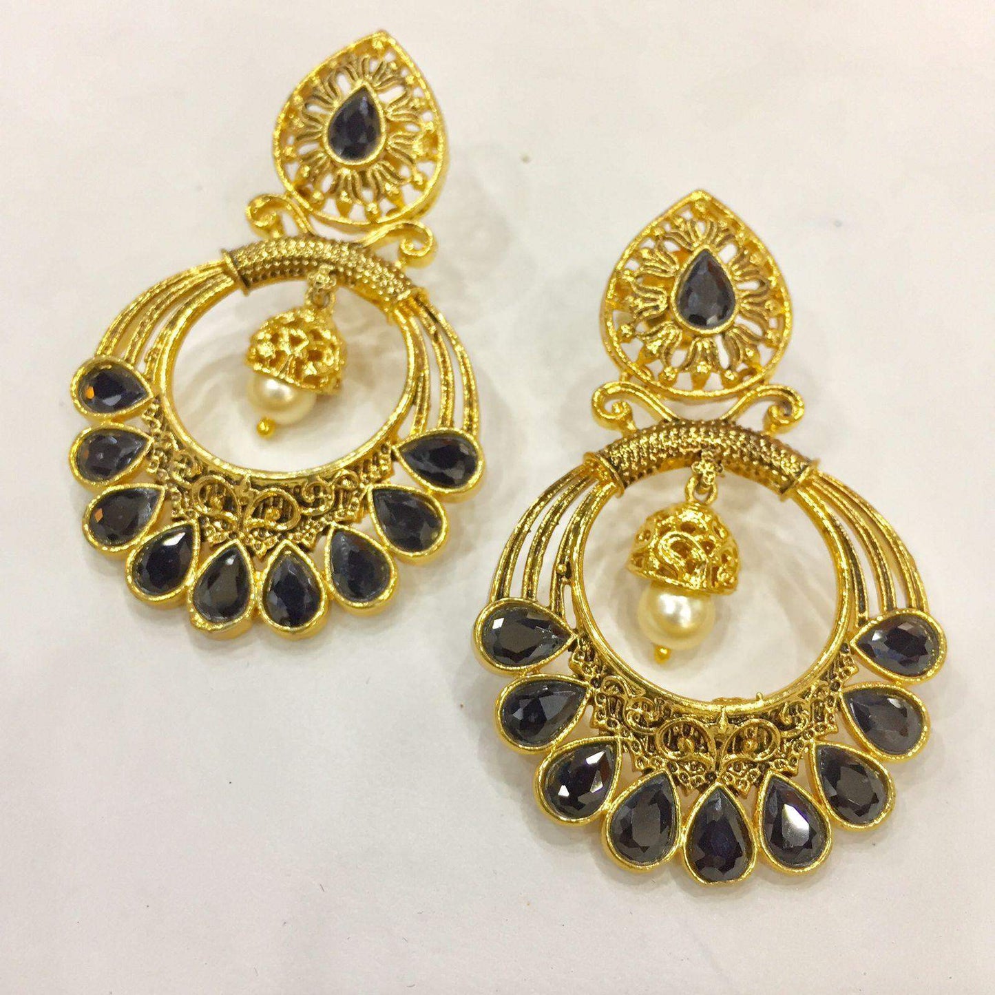 Kundan Earrings 34587 - Vijay & Sons