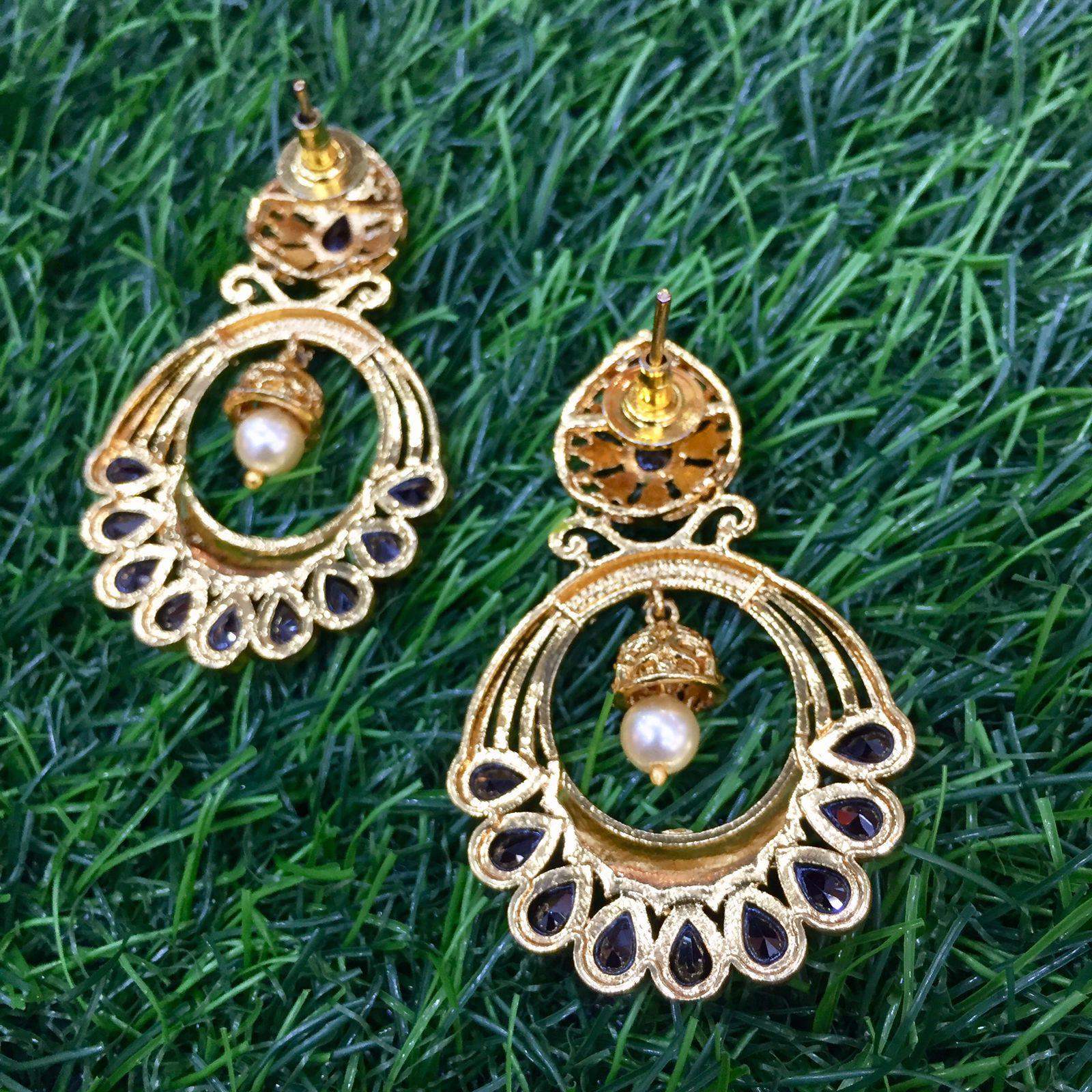 Kundan Earrings 34587 - Vijay & Sons
