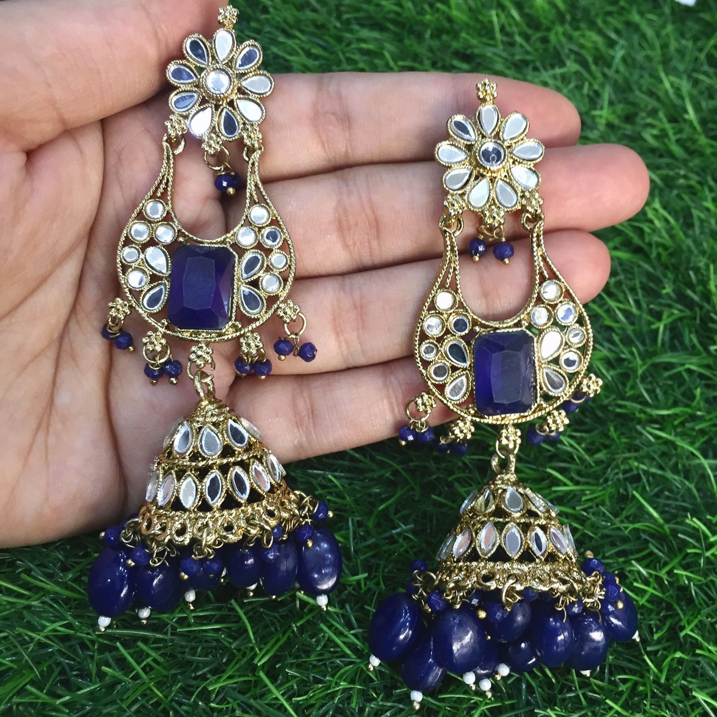 Kundan earrings 88764 - Vijay & Sons