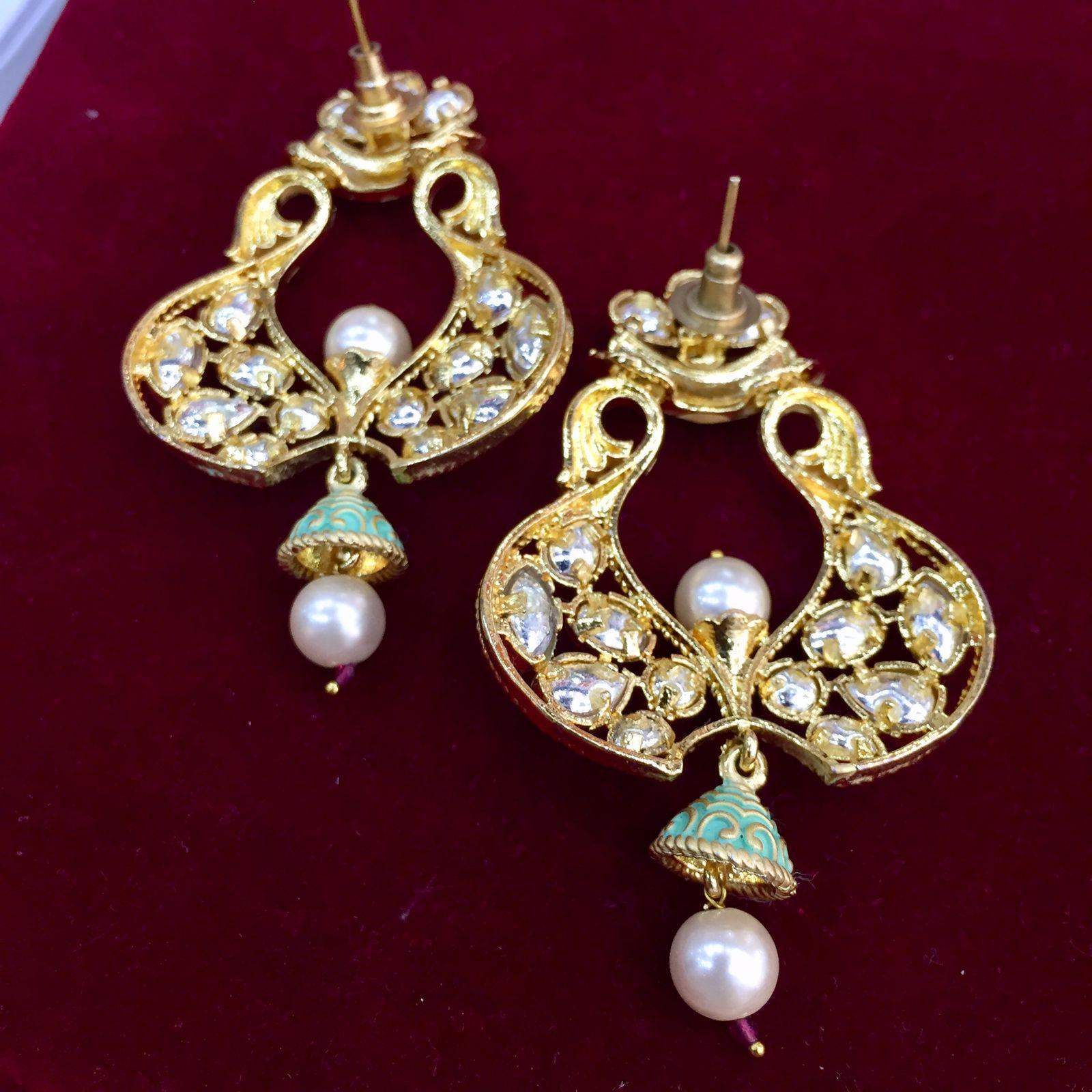 Antique Quality Ruby Green Kundan Earning 87876 - Vijay & Sons