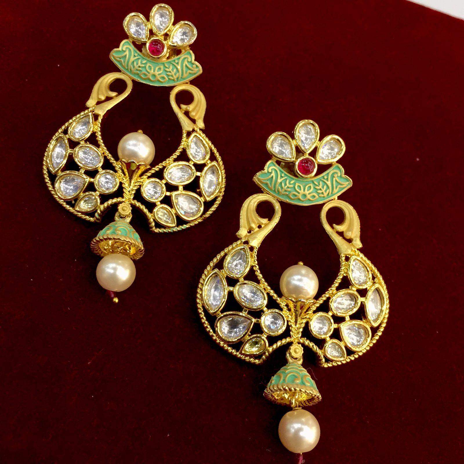 Antique Quality Ruby Green Kundan Earning 87876 - Vijay & Sons