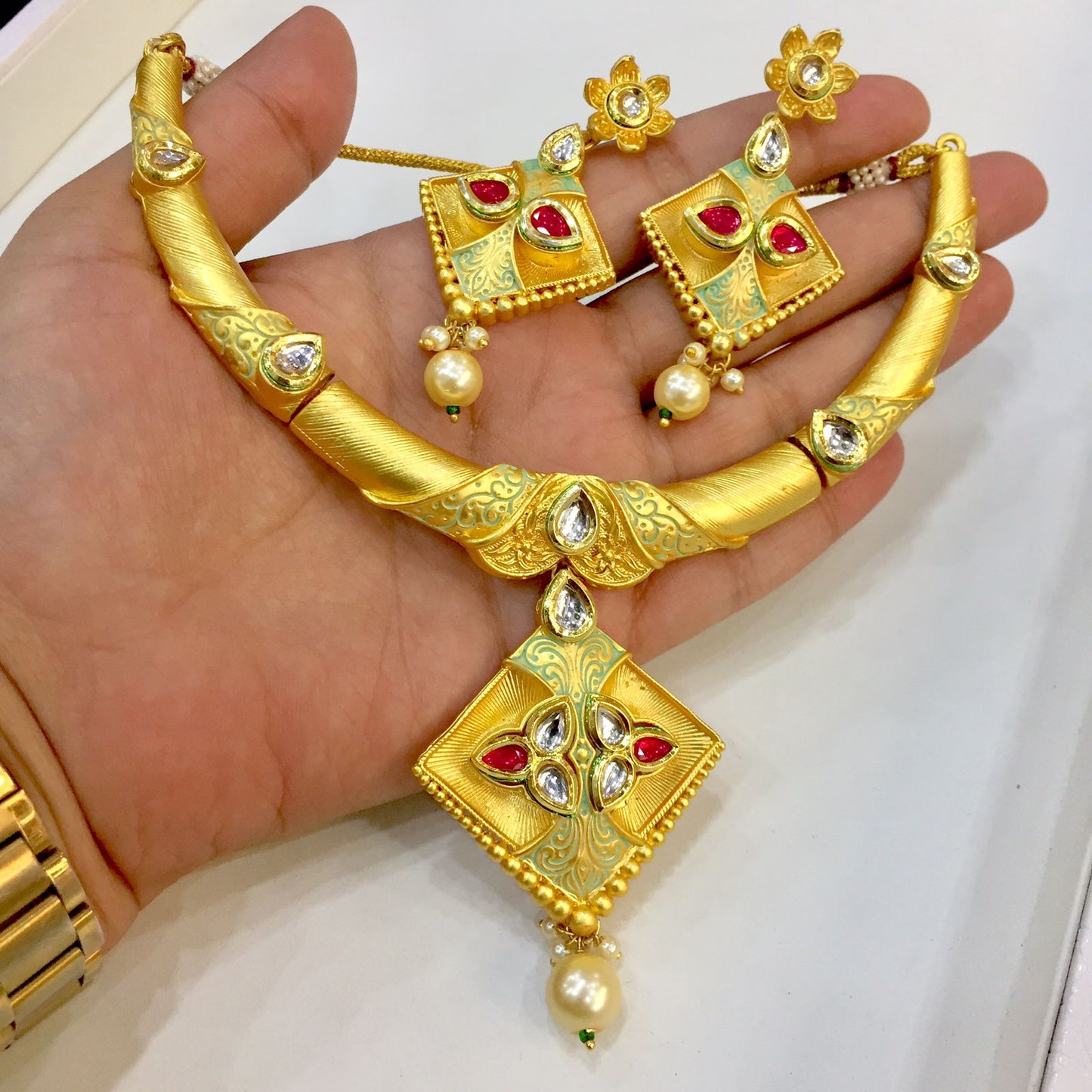 Antique necklace set 3334 - Vijay & Sons