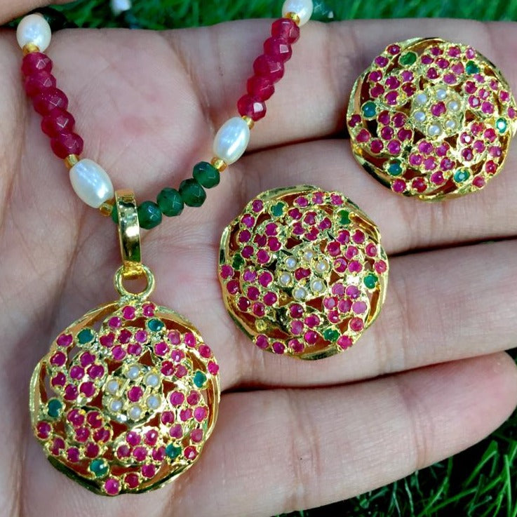Jadau pendant set 4785467 - Vijay & Sons