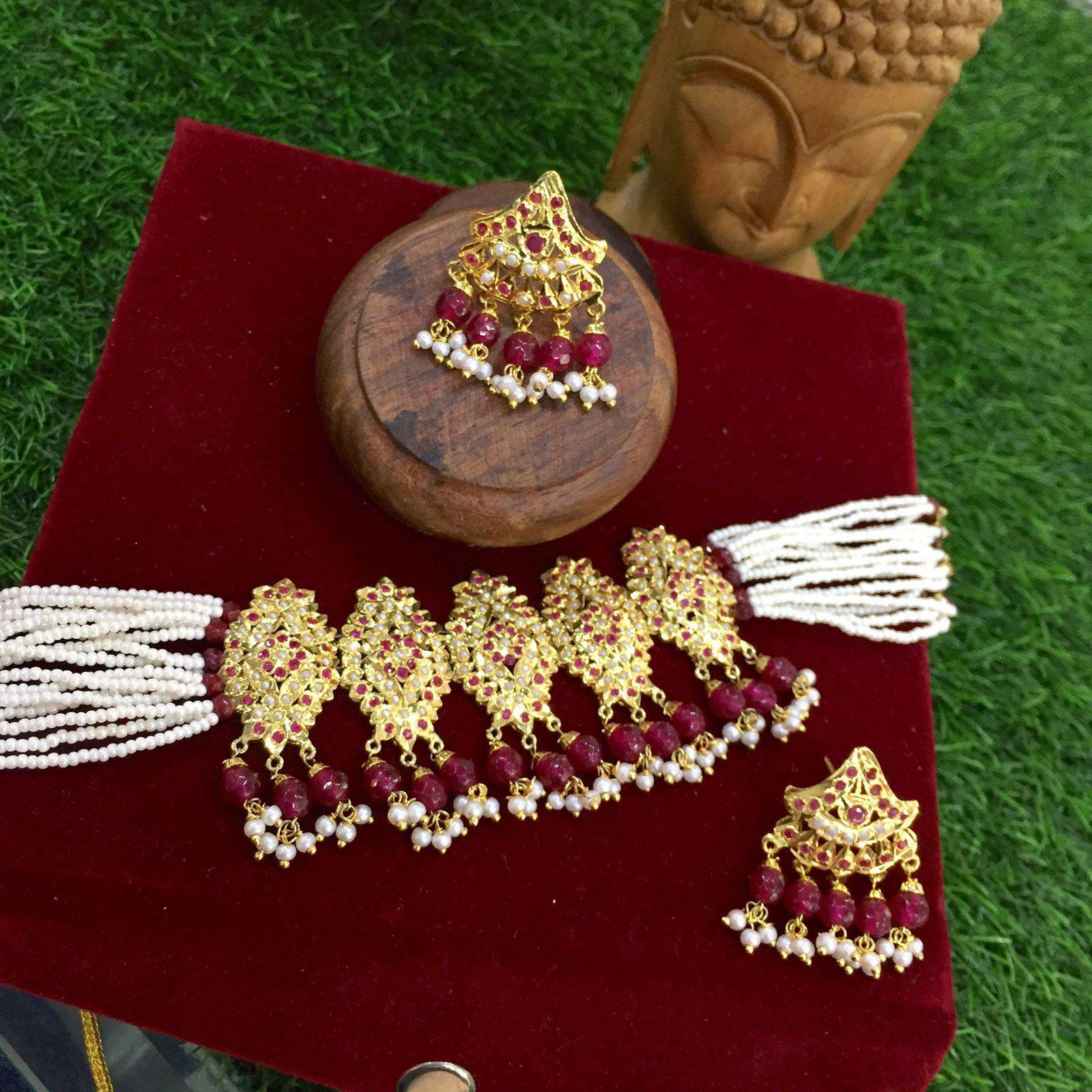 Jadau Necklace Set 502850 - Vijay & Sons