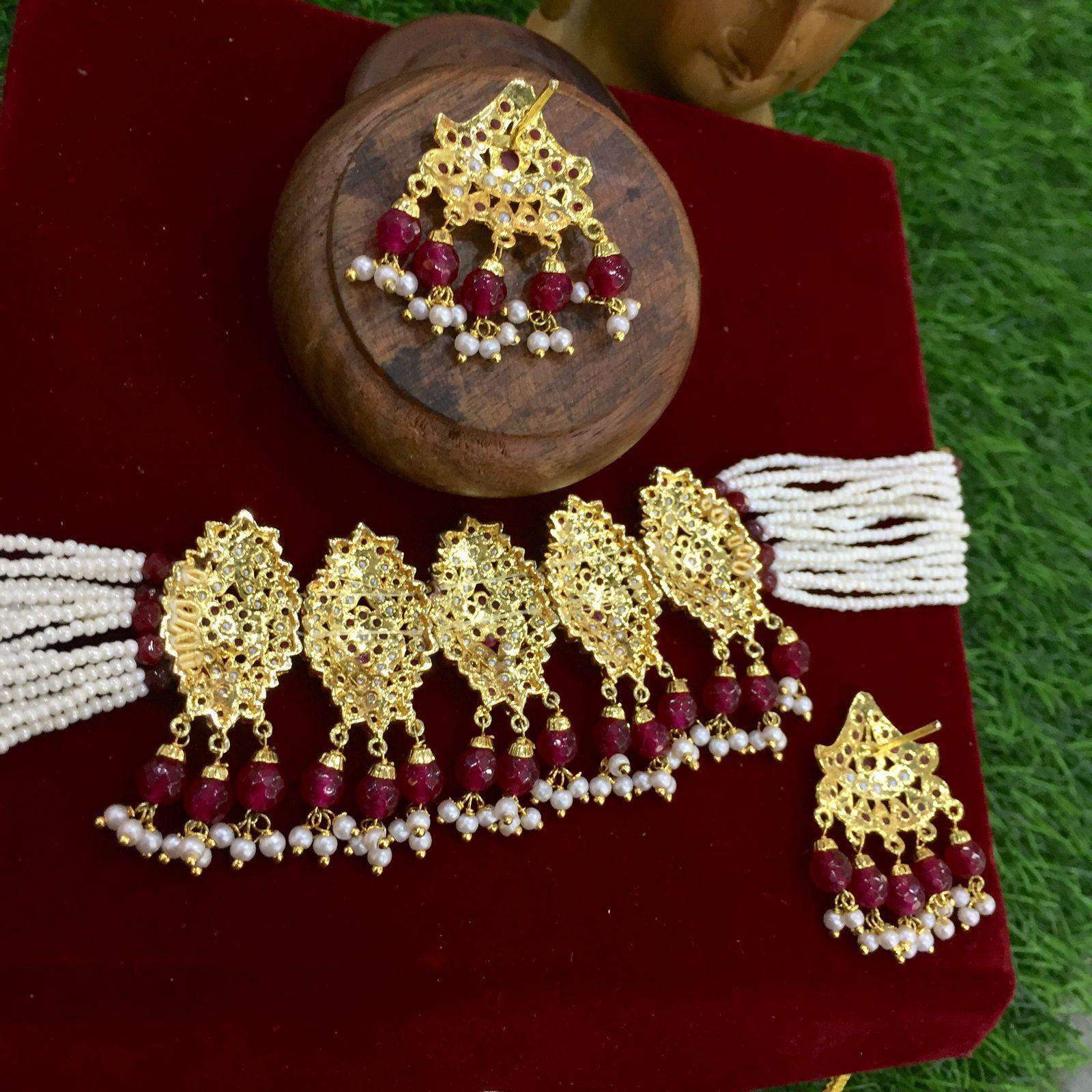 Jadau Necklace Set 502850 - Vijay & Sons