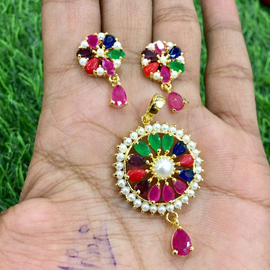 Jadau Pendant set 488491 - Vijay & Sons