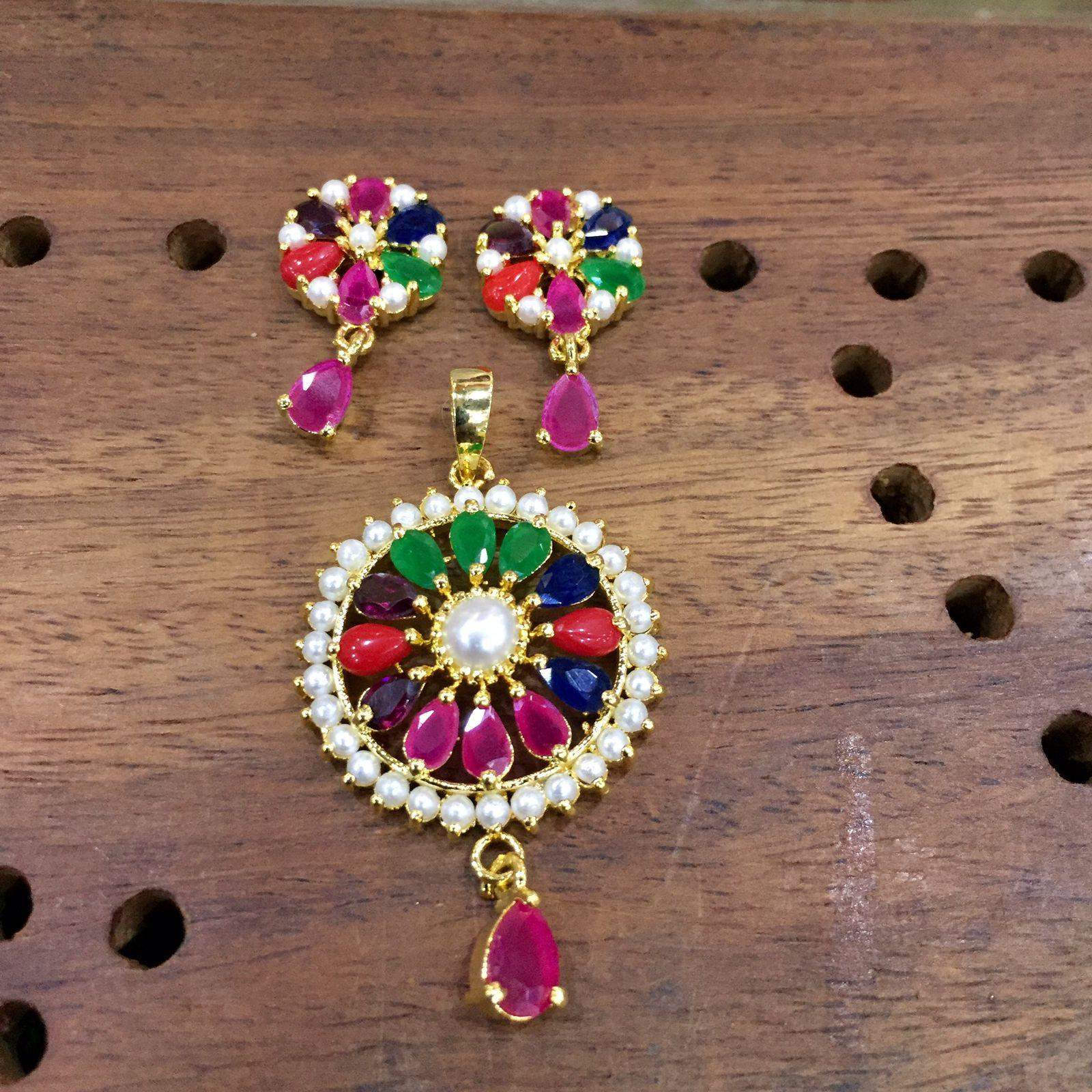 Jadau Pendant set 488491 - Vijay & Sons