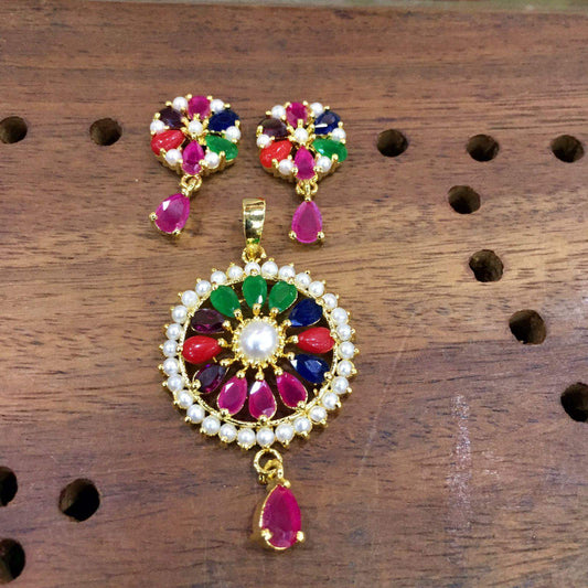 Jadau Pendant set 488491 - Vijay & Sons