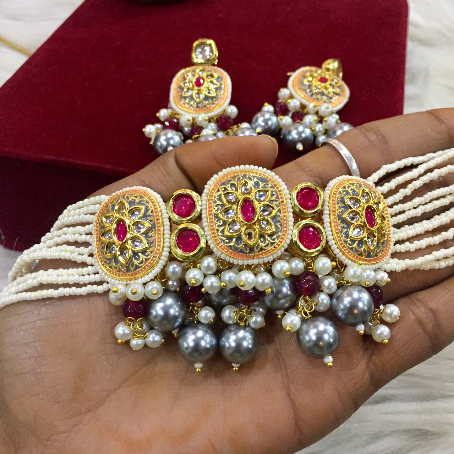 Kundan Necklace Set 355434