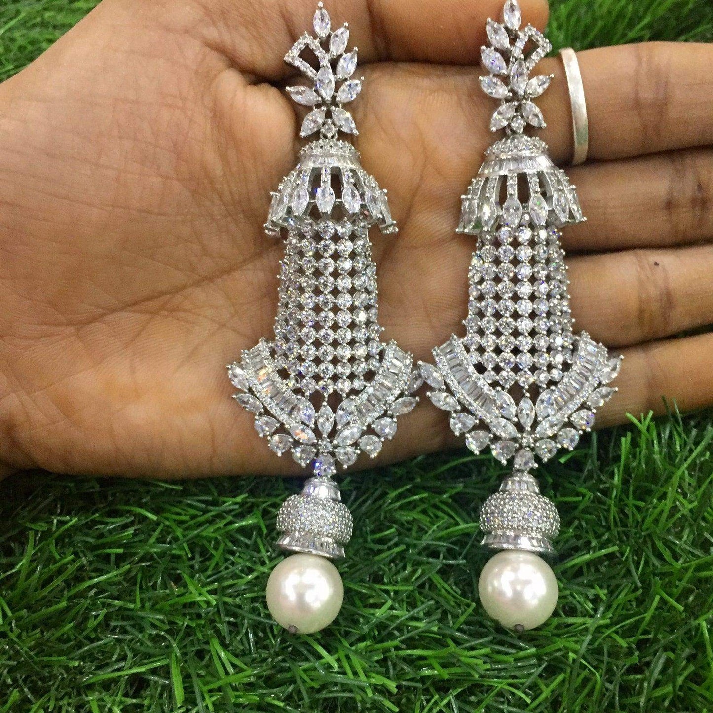 American diamond earrings 246447 - Vijay & Sons