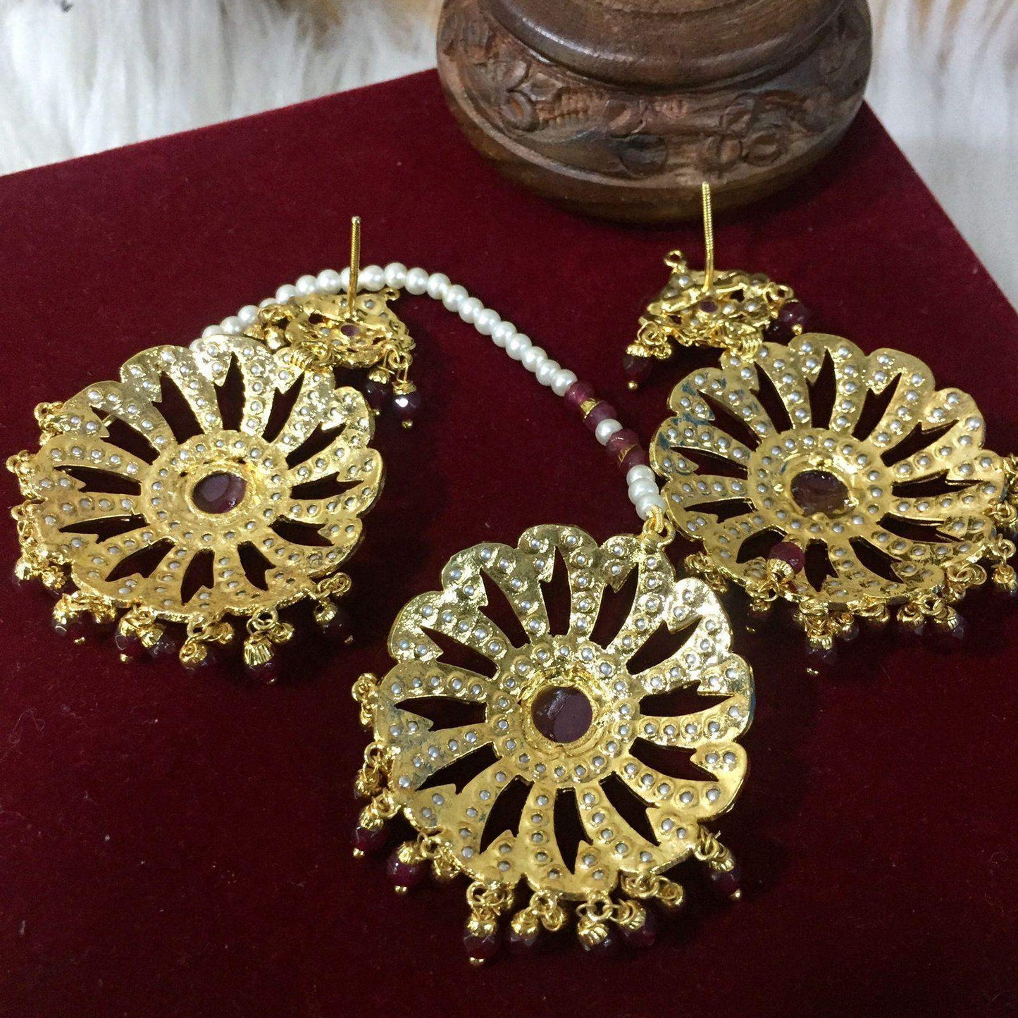 Jadau Tikka Earrings 458782 - Vijay & Sons