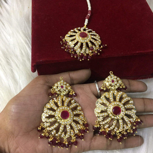 Jadau Tikka Earrings 458782 - Vijay & Sons