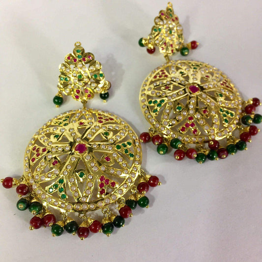 Ruby green jadau earings 758758 - Vijay & Sons