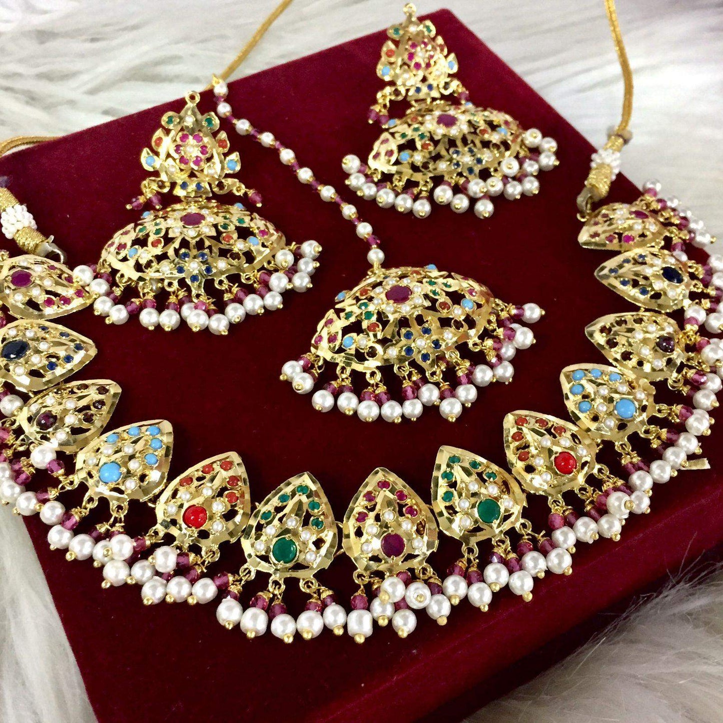 Jadau Necklace Set 471538 - Vijay & Sons