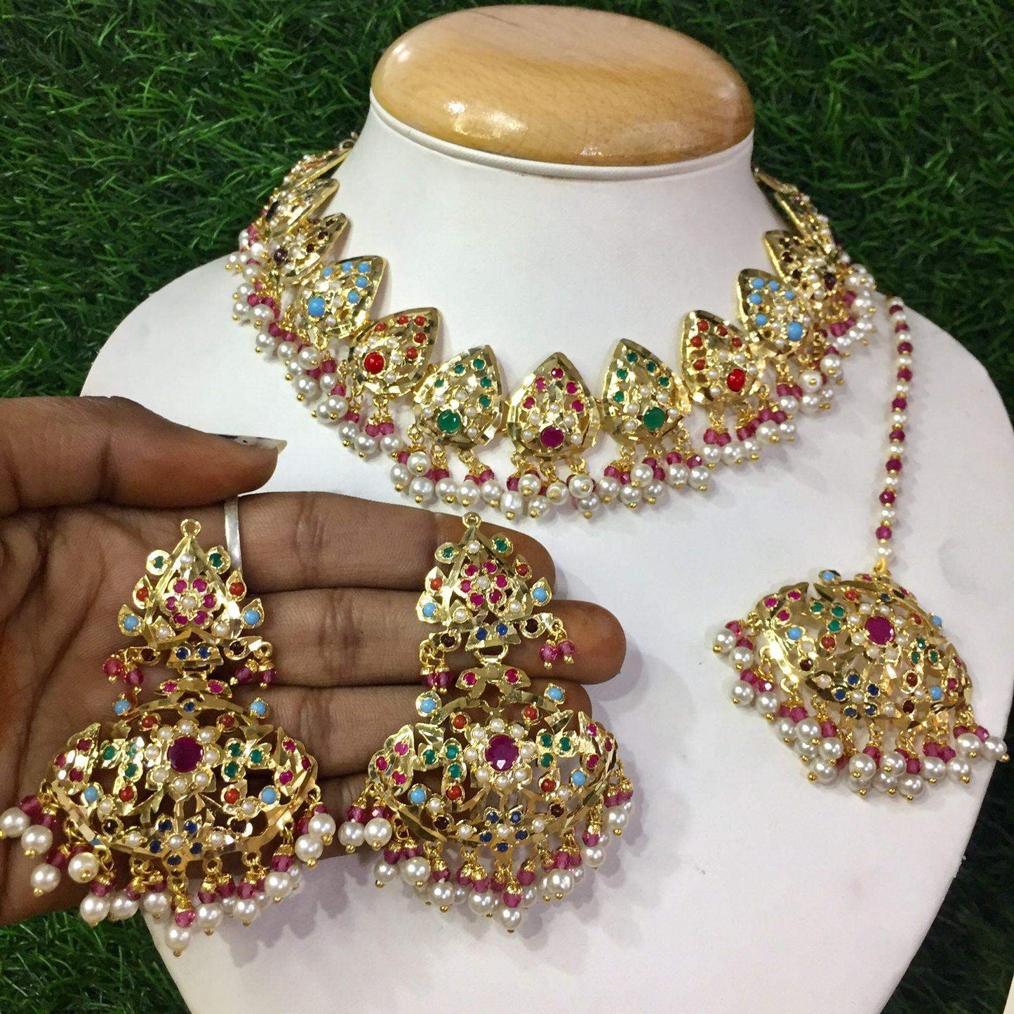 Jadau Necklace Set 471538 - Vijay & Sons