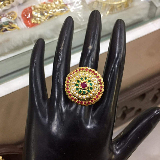 Jadau Ring with adjustable size 274926 - Vijay & Sons