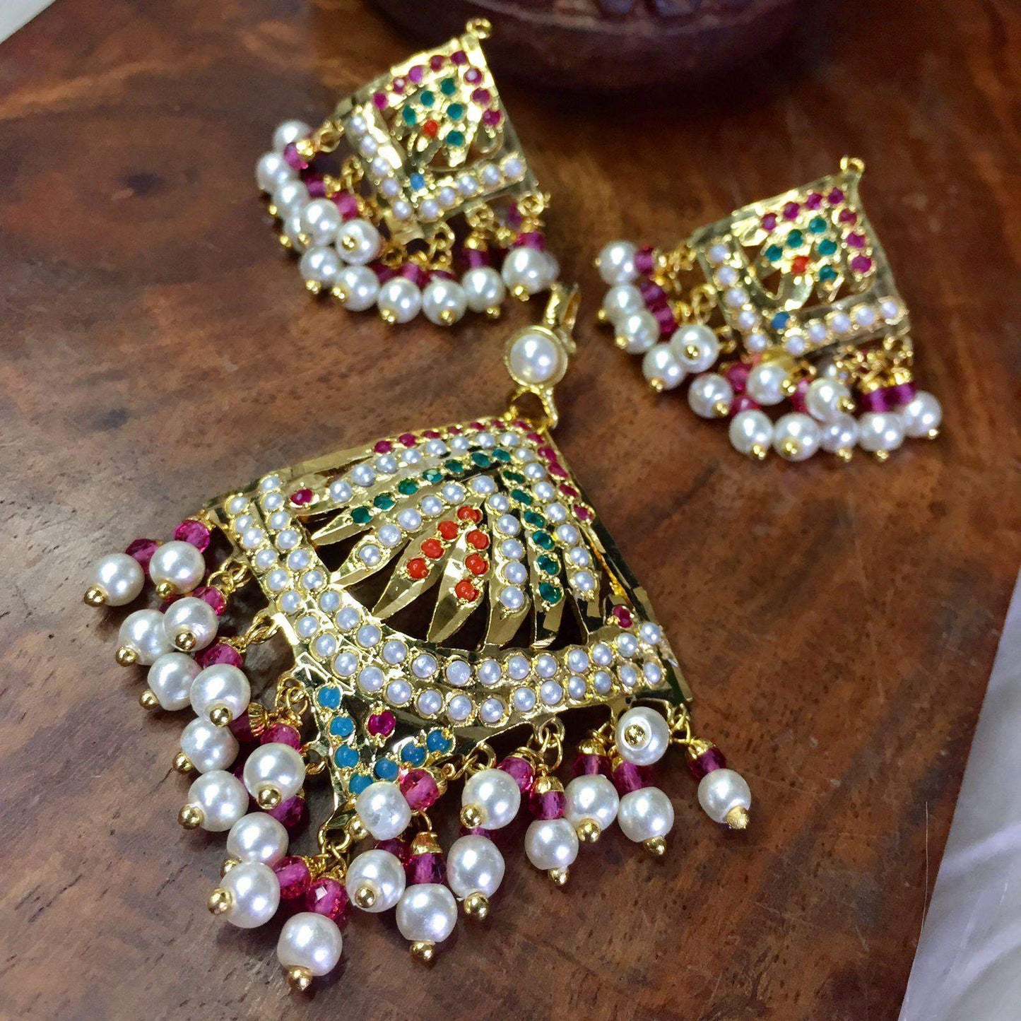 Jadau pendant set 987204 - Vijay & Sons