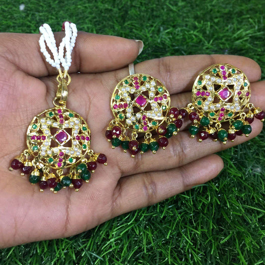 Jadau Pendant set 48592 - Vijay & Sons