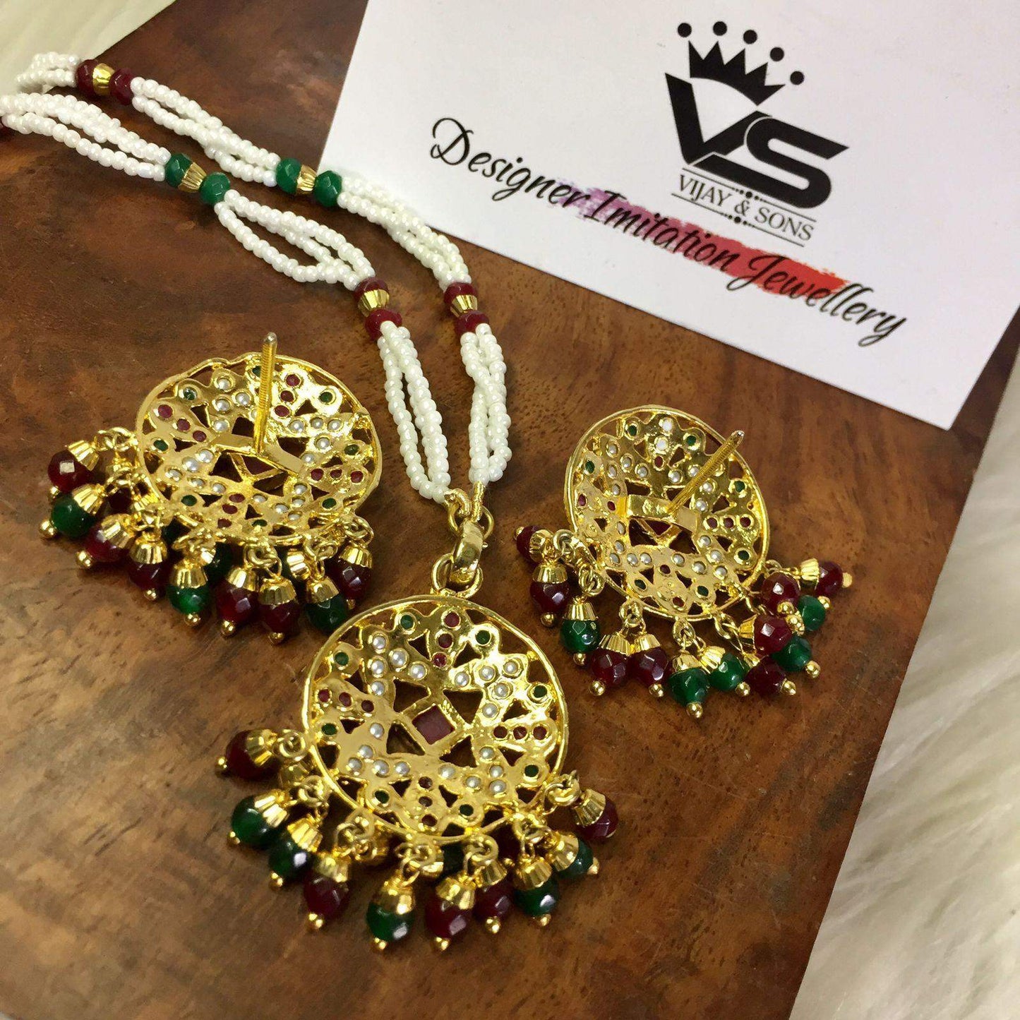 Jadau Pendant set 48592 - Vijay & Sons