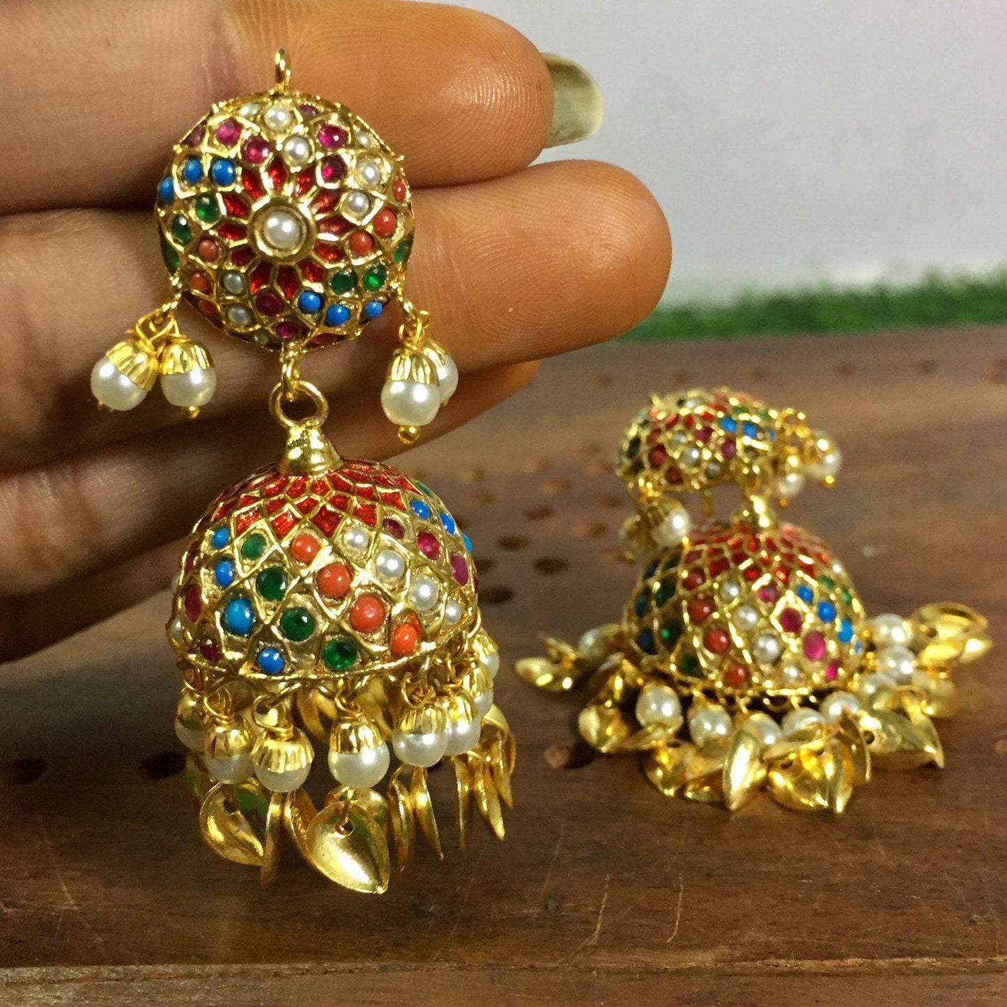 Jadau Earrings 354356 - Vijay & Sons