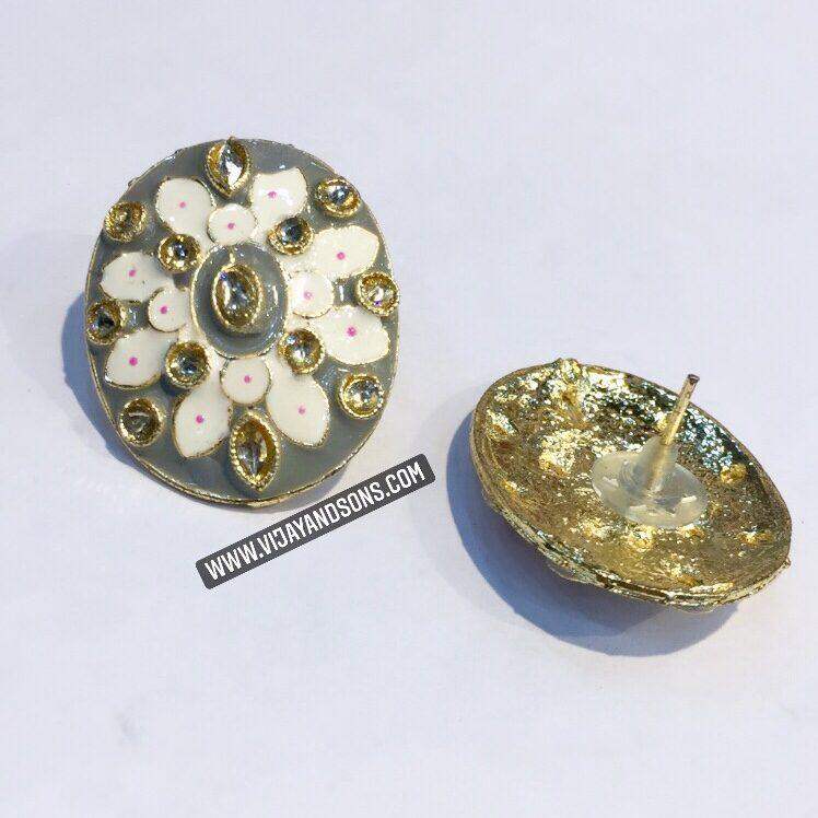 Antique meena Earrings 81020 - Vijay & Sons