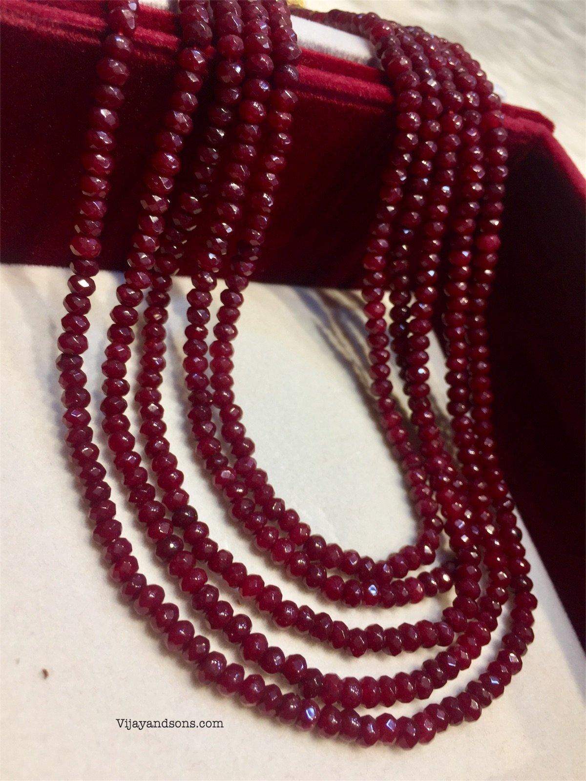 Crystal Necklace / Imitation Ruby Mala With Tops - Vijay & Sons