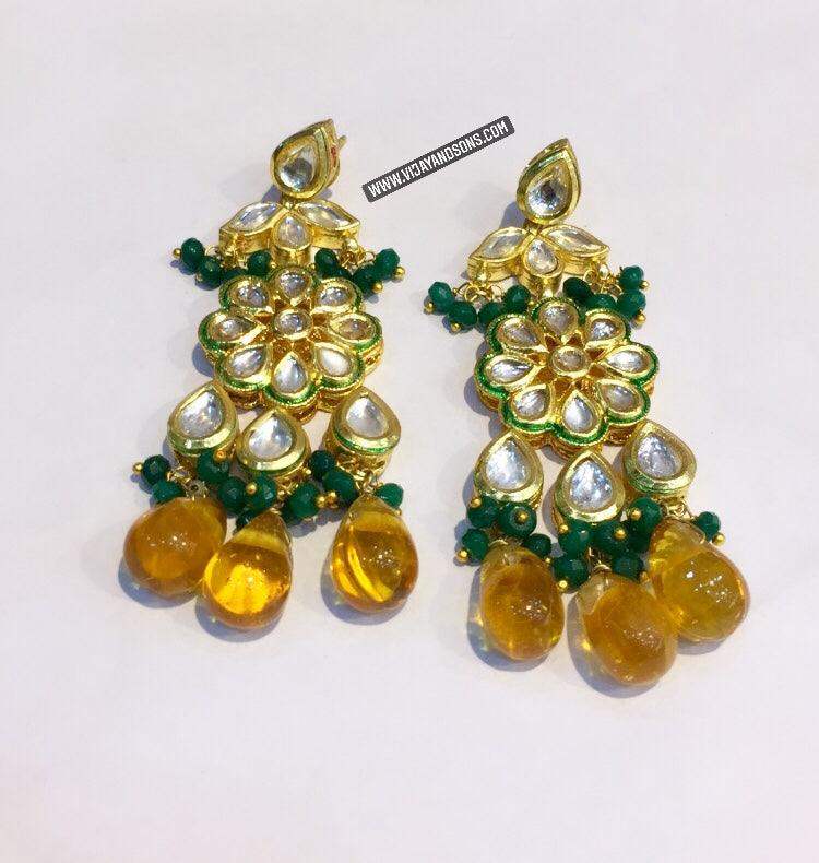Traditional antique kundan earrings - Vijay & Sons