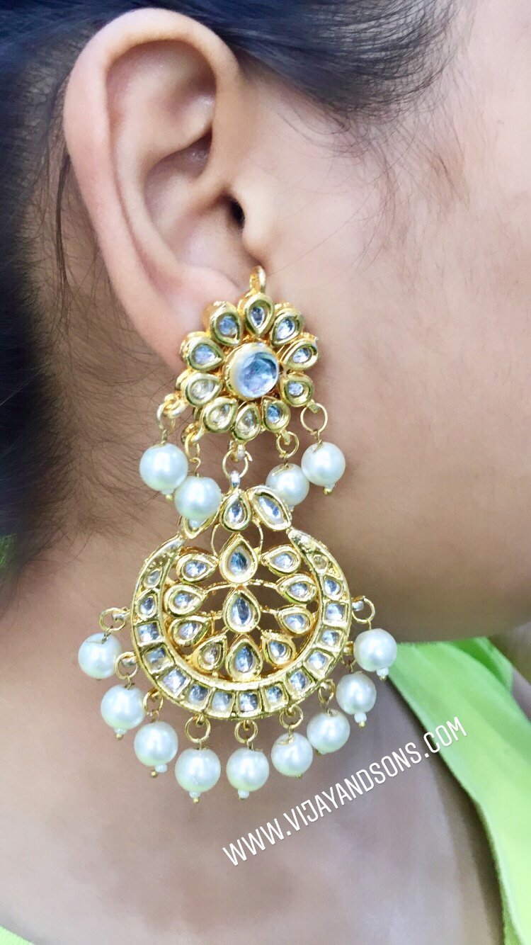 kundan long hanging earrings freeshipping - Vijay & Sons