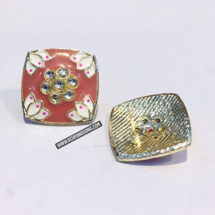 kundan pink quality stud - Vijay & Sons