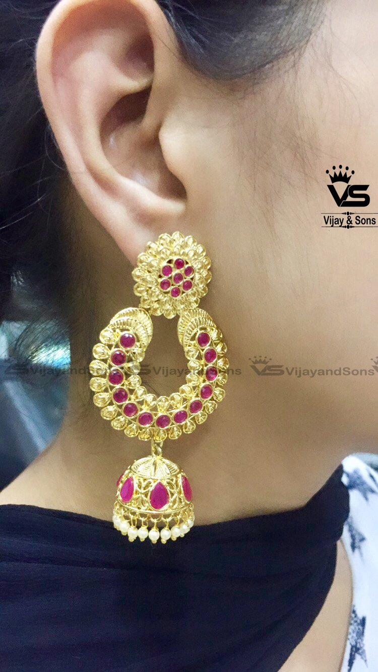 Golden Earrings Jhumki freeshipping - Vijay & Sons