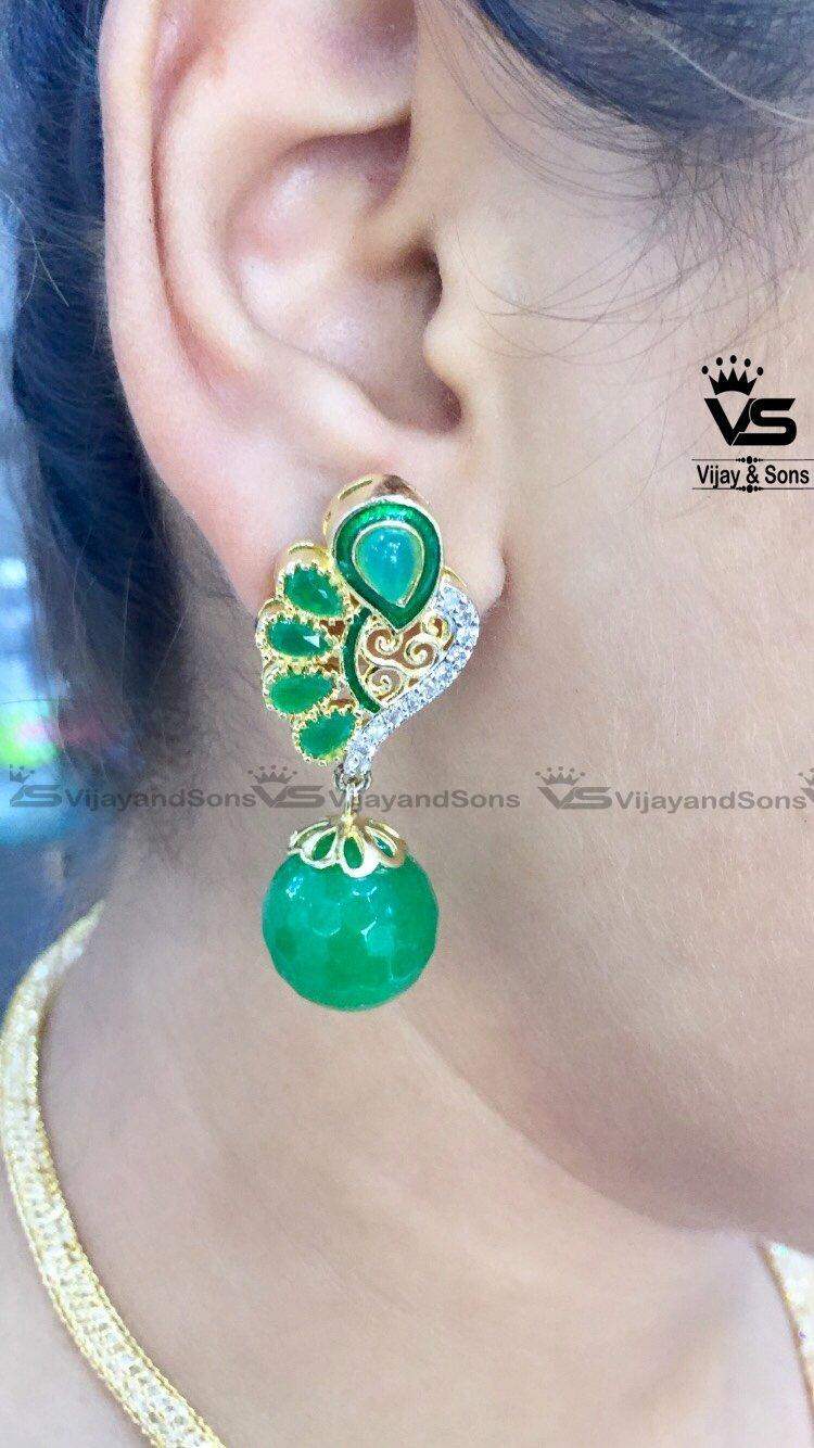 Party Wear Necklace / Green Set - Vijay & Sons