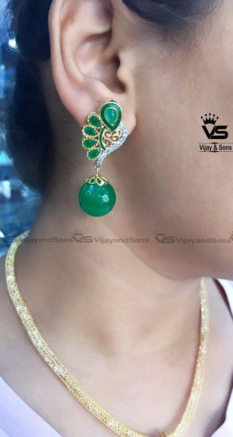 Party Wear Necklace / Green Set - Vijay & Sons