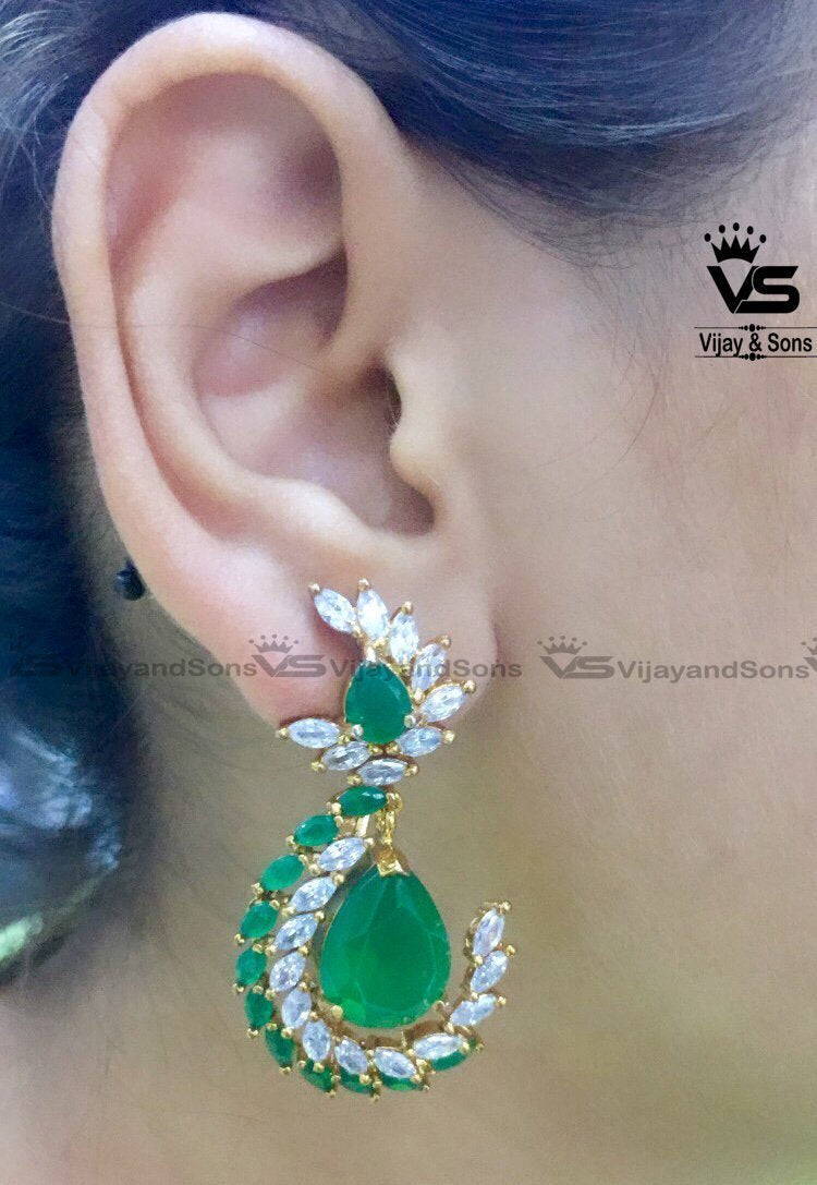 Traditional Stones with Moti Earrings for Wedding & Engagement Party freeshipping - Vijay & Sons