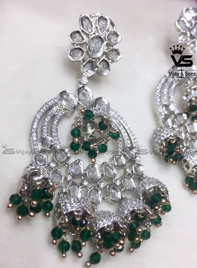 White green diamond Earrings freeshipping - Vijay & Sons